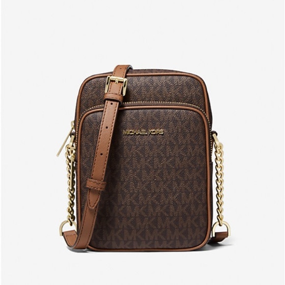 Michael Kors Handbags - MICHAEL KORS Jet Set Travel Medium Logo Crossbody Bag brown NWT